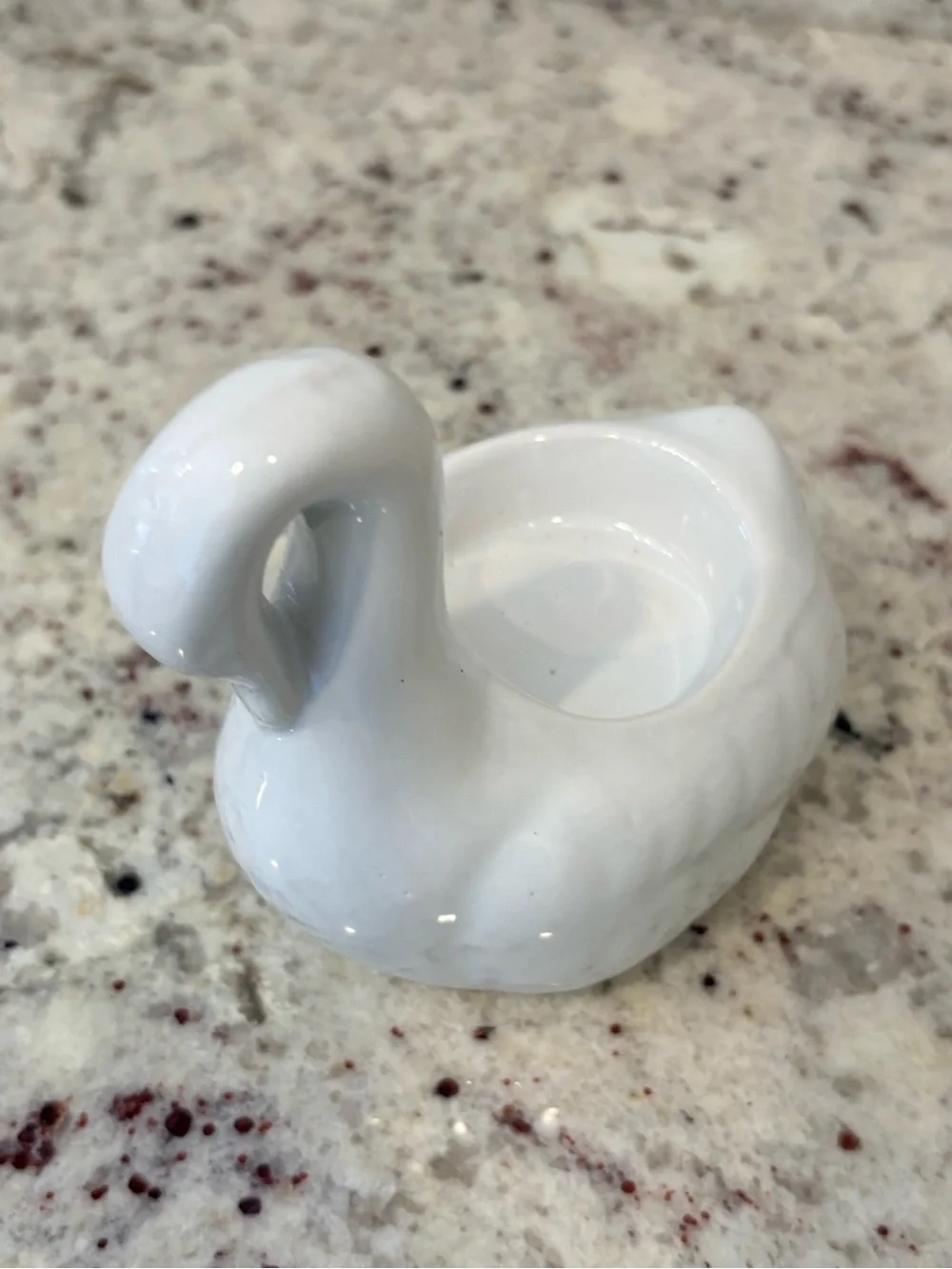 White Ceramic Swan Decorative votive holder or Mahjong dice holder